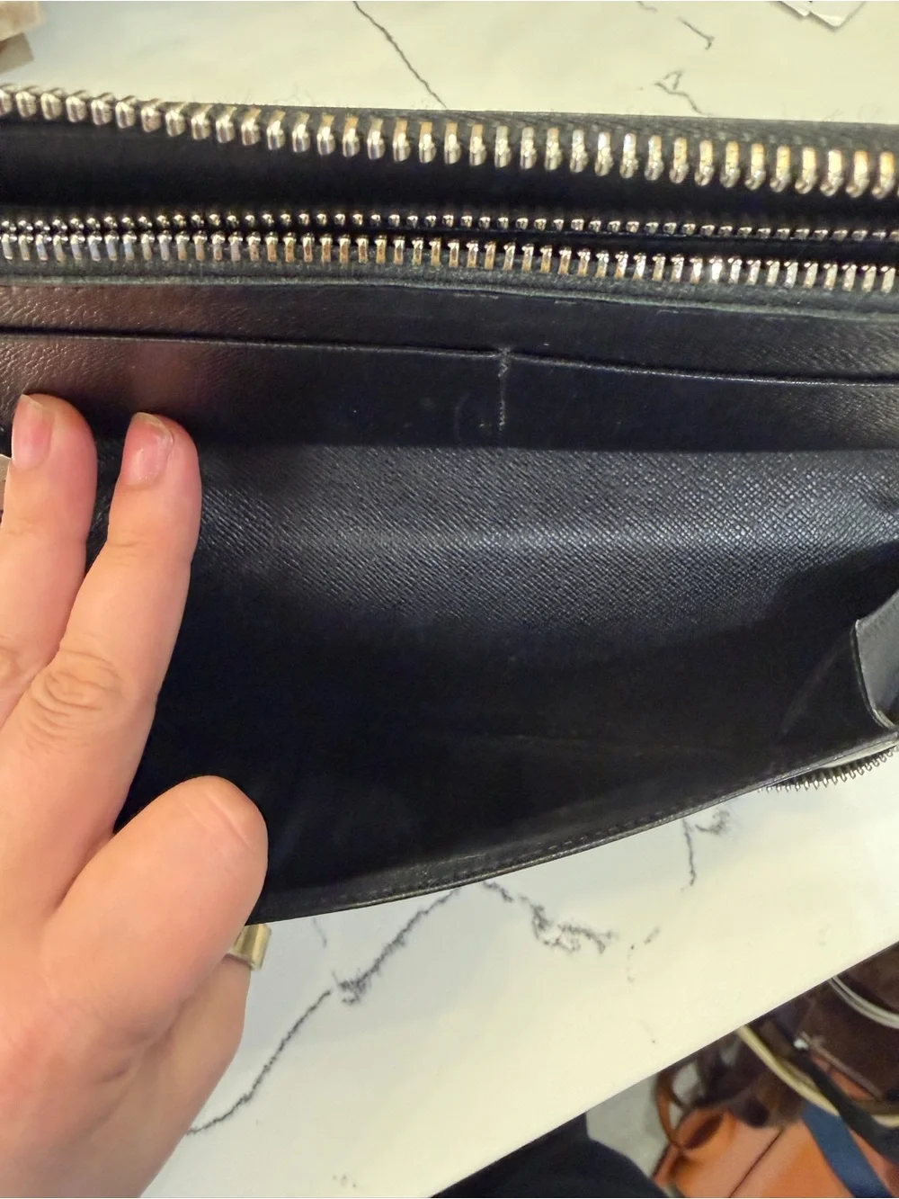 Louis Vuitton Black Checkered Zip Wallet